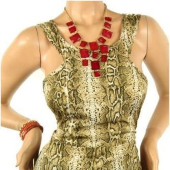 Le Fash NWOT Brown Snakeskin Animal Print Sleeveless Tank/Blouse - Picture 4 of 4